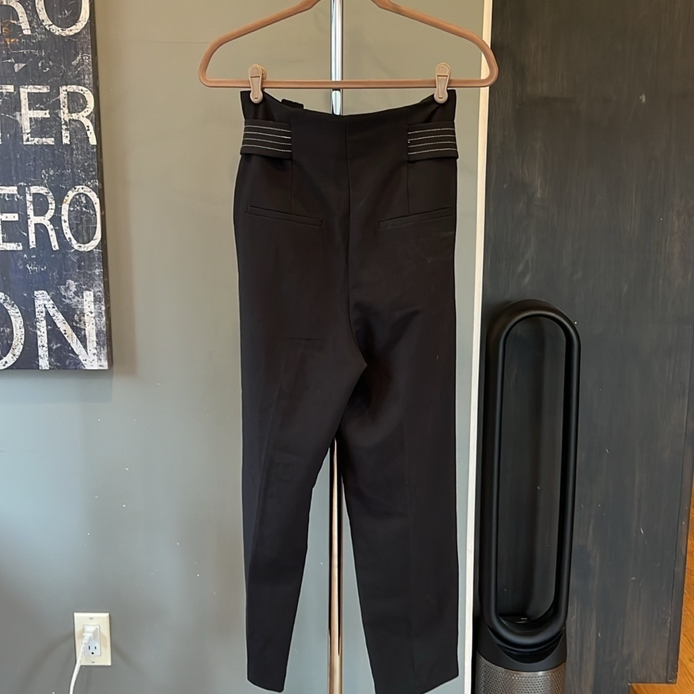 🇪🇸🐠TopShop Trousers Wide leg Size 6 Black Tie Waist Dark Academia Pants - Picture 7 of 10